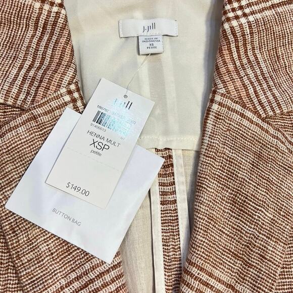 NWT J.Jill Lenin Blend Lightweight Henna Multi Relaxed Blazer Size XS Petite - Picture 7 of 7